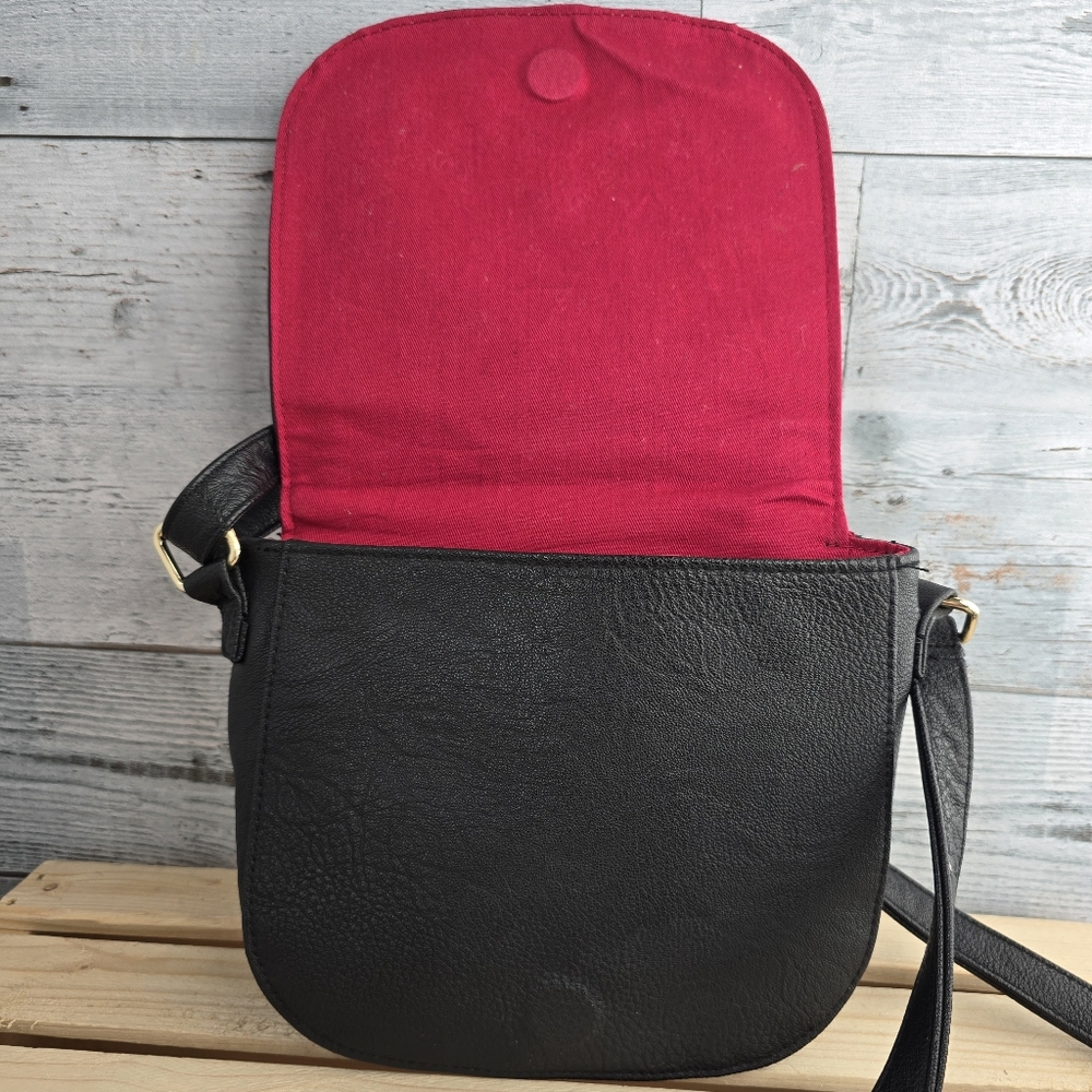 Disney Store Minnie Mouse Signature Black Faux Leather Crossbody Purse - Picture 12 of 15
